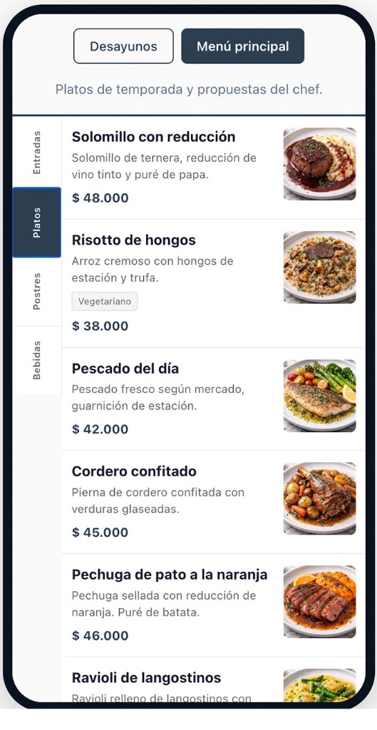 Vista previa de la plantilla menú QR Modern Food