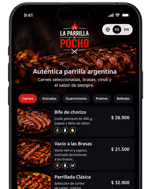 Cliente consultando el menú digital con la oferta actualizada