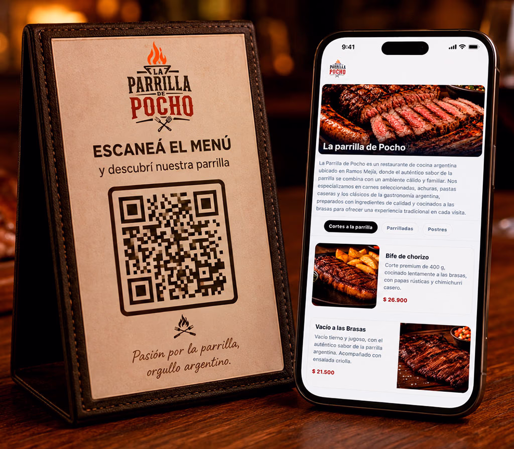 Código QR único y carta digital que cambia según el horario