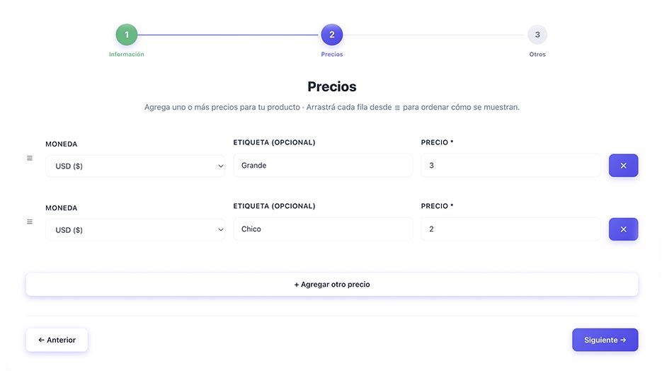 Panel de App Menu QR para actualizar precios de productos en tiempo real