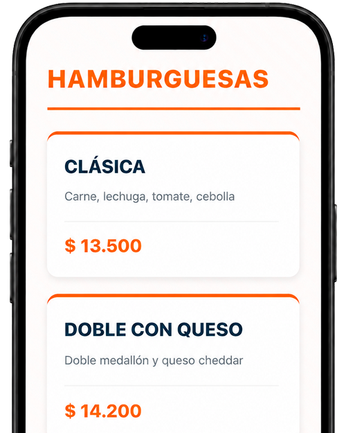 Vista previa plantilla menú QR Burgers