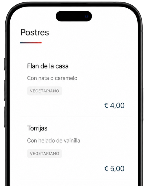 Vista previa plantilla menú QR Minimalista