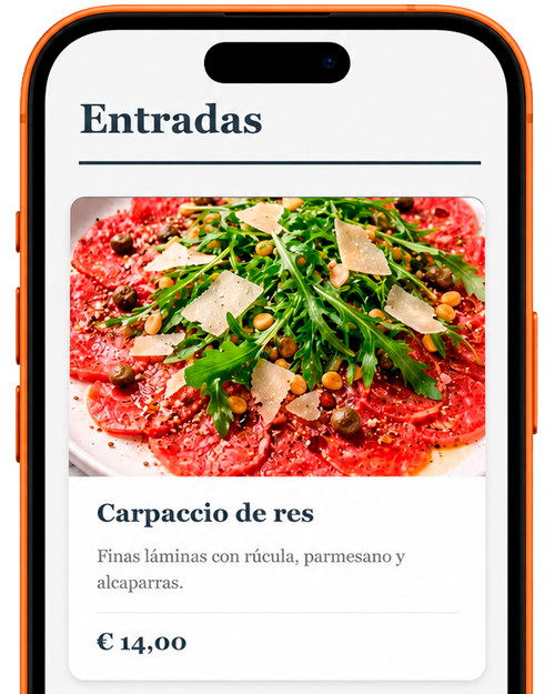 Vista previa plantilla menú QR Gourmet