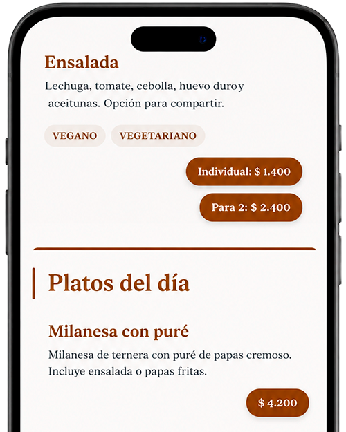 Vista previa plantilla menú QR Clásica